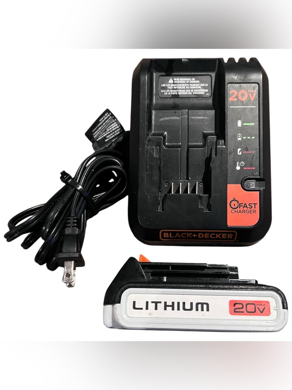 Genuine Black + Decker 20V MAX 2.0Ah Lithium Ion Battery w/ 20V Charger TESTED